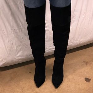 Aldo thigh high black heeled boots